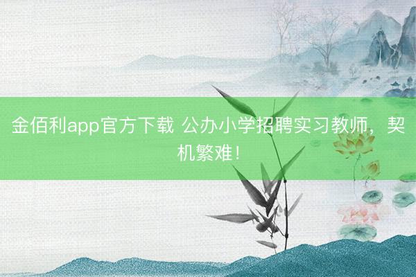 金佰利app官方下载 公办小学招聘实习教师，契机繁难！
