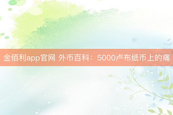 金佰利app官网 外币百科：5000卢布纸币上的痛