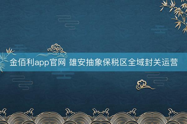 金佰利app官网 雄安抽象保税区全域封关运营
